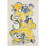 Robert Lohman Painting, Abstract, black & yellow, 